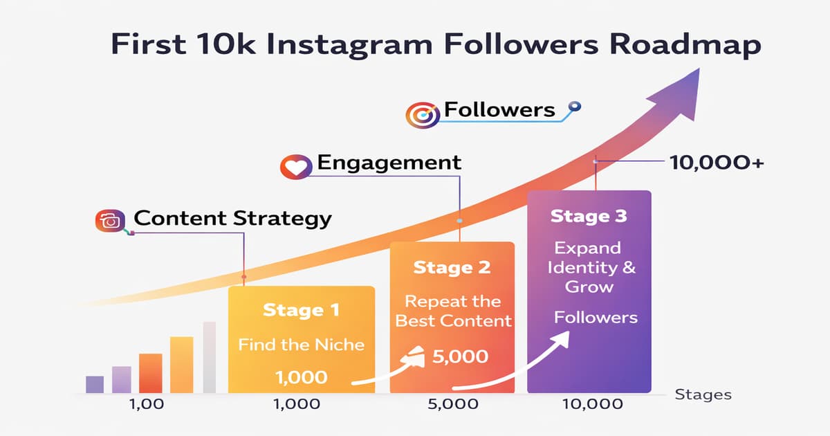 خارطة طريق توضح مراحل النمو على إنستغرام من صفر متابع إلى أول 10 آلاف متابع